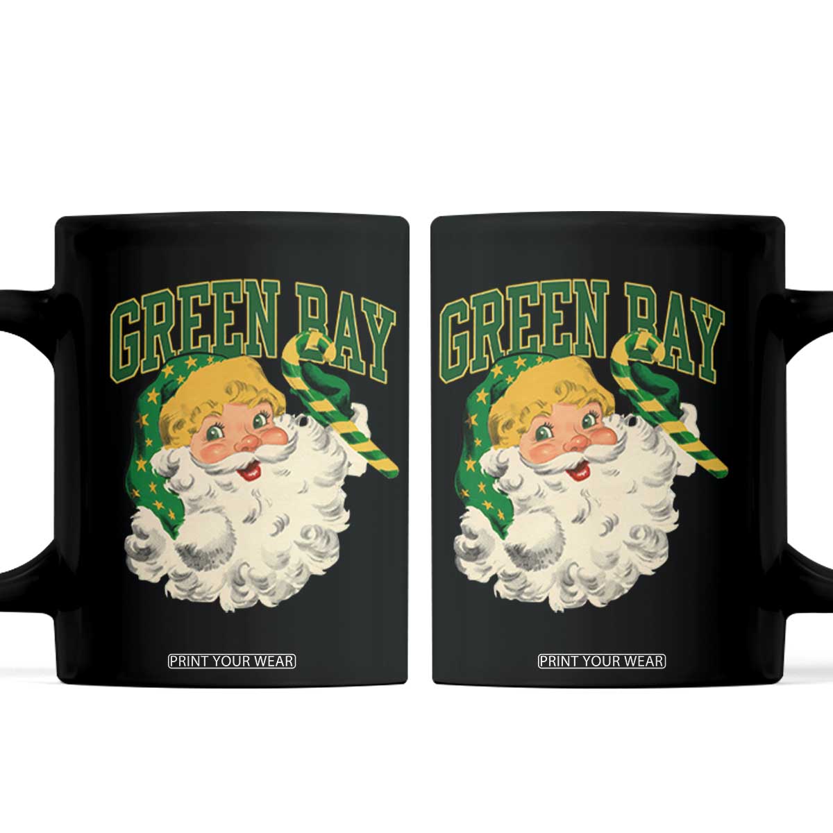 Christmas GB Fan Coffee Mug Vintage Varsity Retro Santa Claus Face Game Day TS10 Black Print Your Wear