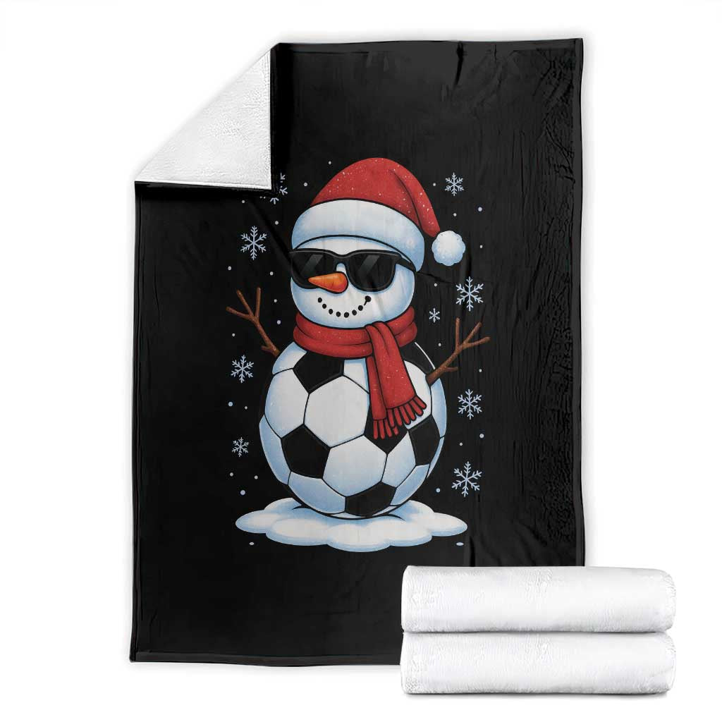 Christmas Soccer Snowman Throw Blanket Snowflakes Holiday Sports Xmas Pajamas Red Santa Hat TS10 Black Print Your Wear