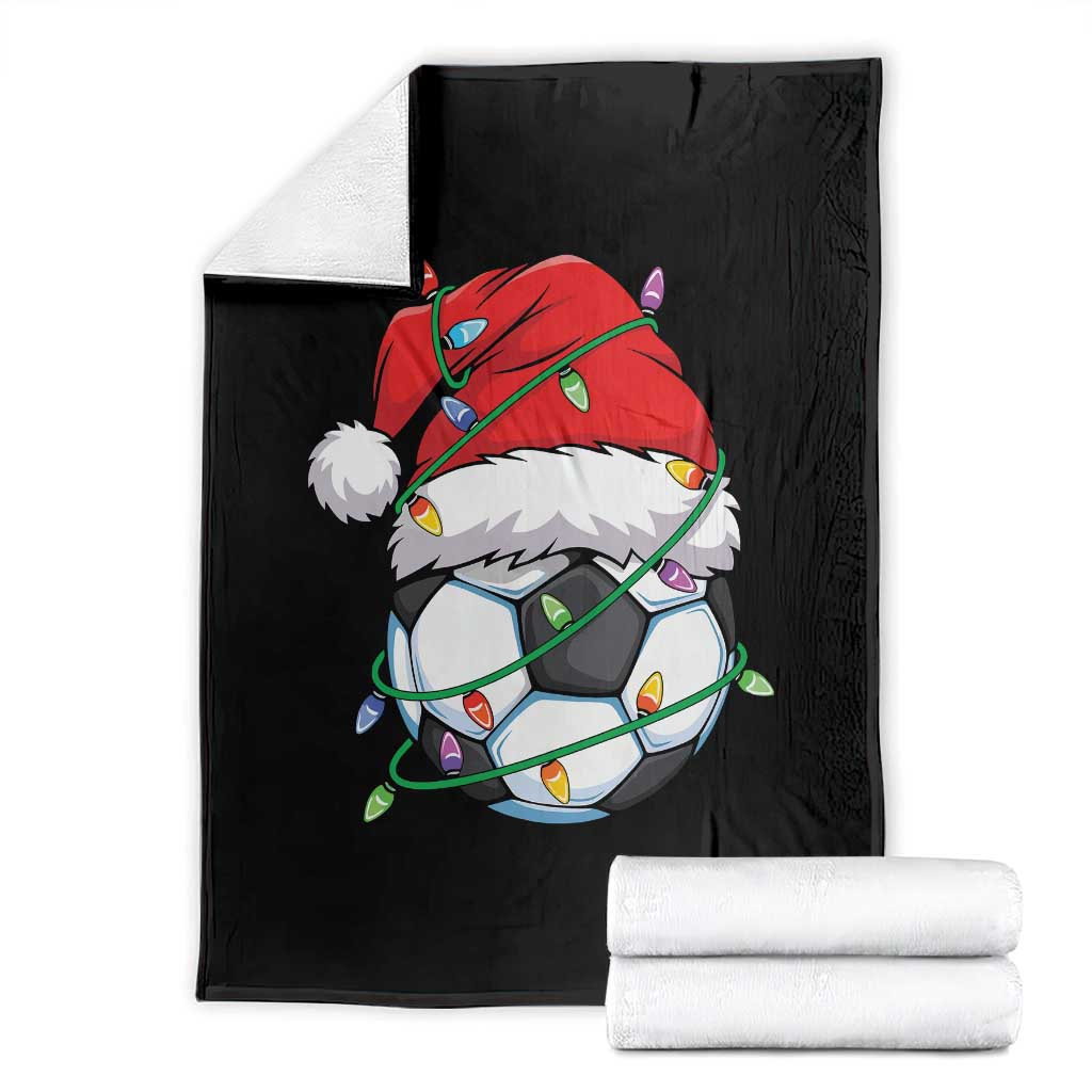 Soccer Christmas Throw Blanket Santa Hat Sports Xmas Pajamas TS10 Black Print Your Wear