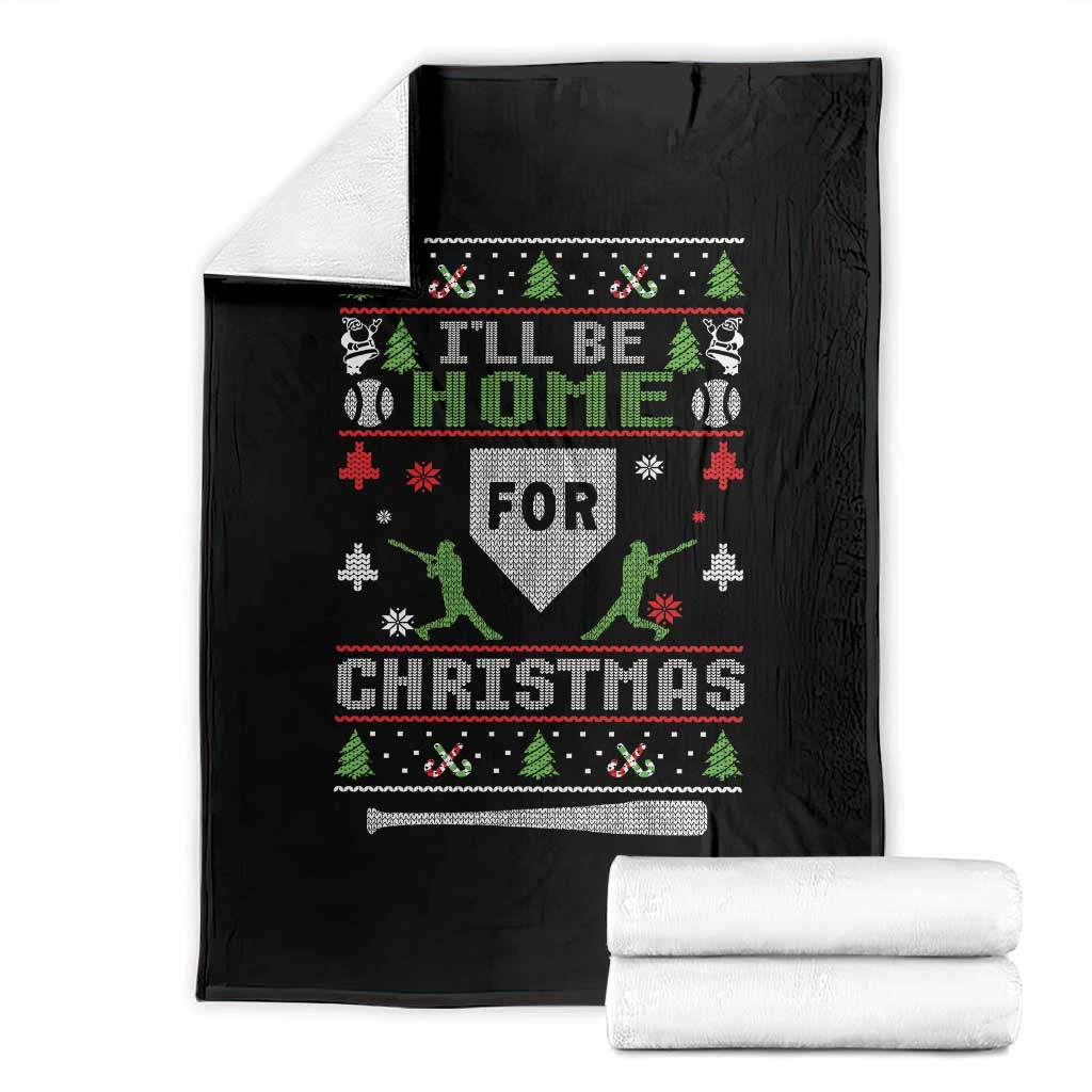 Baseball Ugly Christmas Throw Blanket I'll Be Home For Xmas TS10 Black Print Your Wear