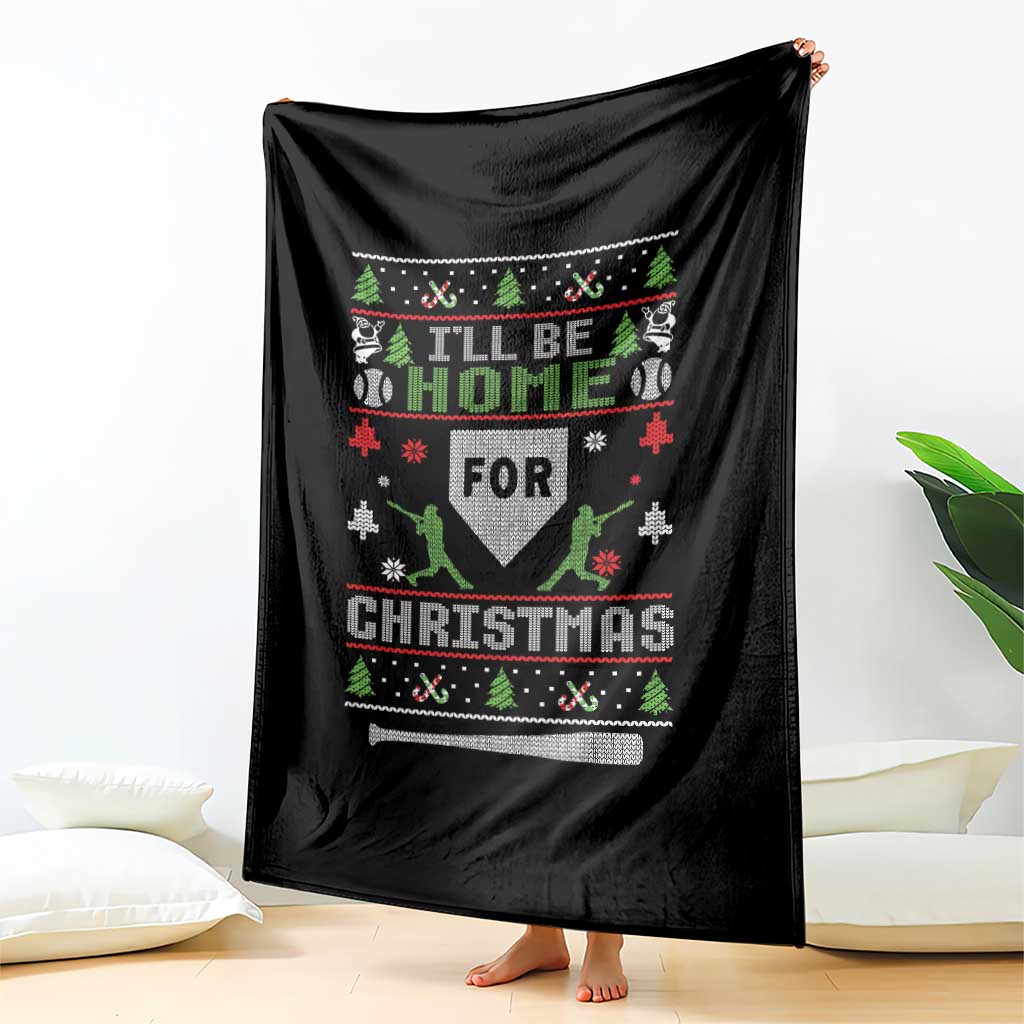 Baseball Ugly Christmas Throw Blanket I'll Be Home For Xmas TS10 Print Your Wear