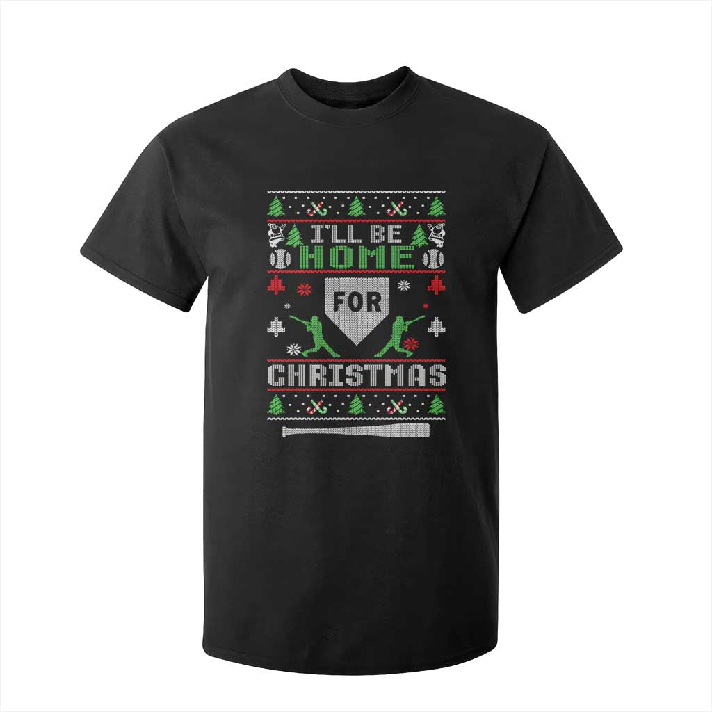 Baseball Ugly Christmas T Shirt For Kid I'll Be Home For Xmas TS10 Black Print Your Wear
