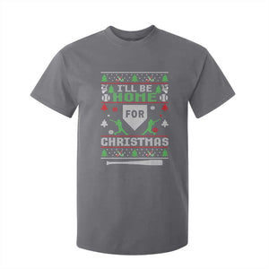 Baseball Ugly Christmas T Shirt For Kid I'll Be Home For Xmas TS10 Charcoal Print Your Wear