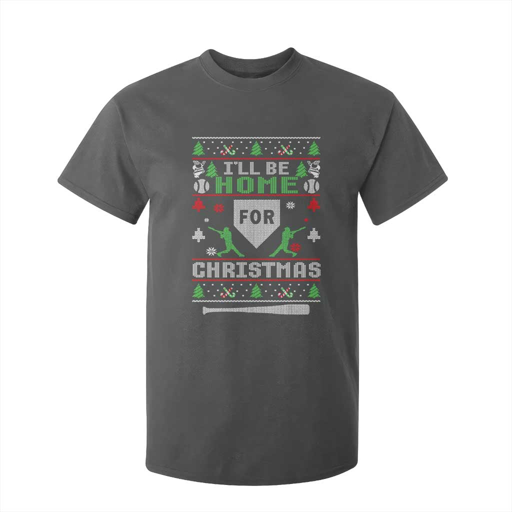 Baseball Ugly Christmas T Shirt For Kid I'll Be Home For Xmas TS10 Dark Heather Print Your Wear