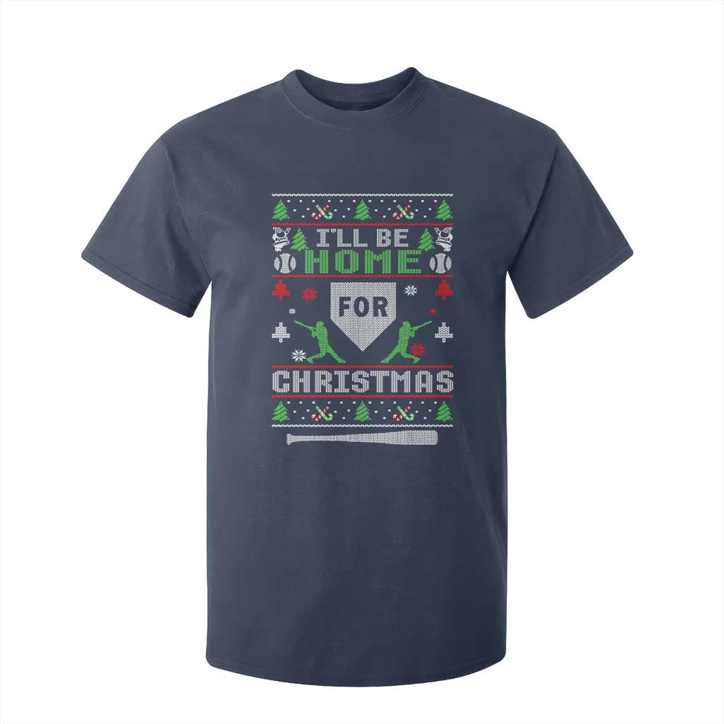 Baseball Ugly Christmas T Shirt For Kid I'll Be Home For Xmas TS10 Navy Print Your Wear