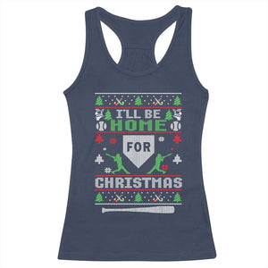 Baseball Ugly Christmas Racerback Tank Top I'll Be Home For Xmas TS10 Navy Print Your Wear