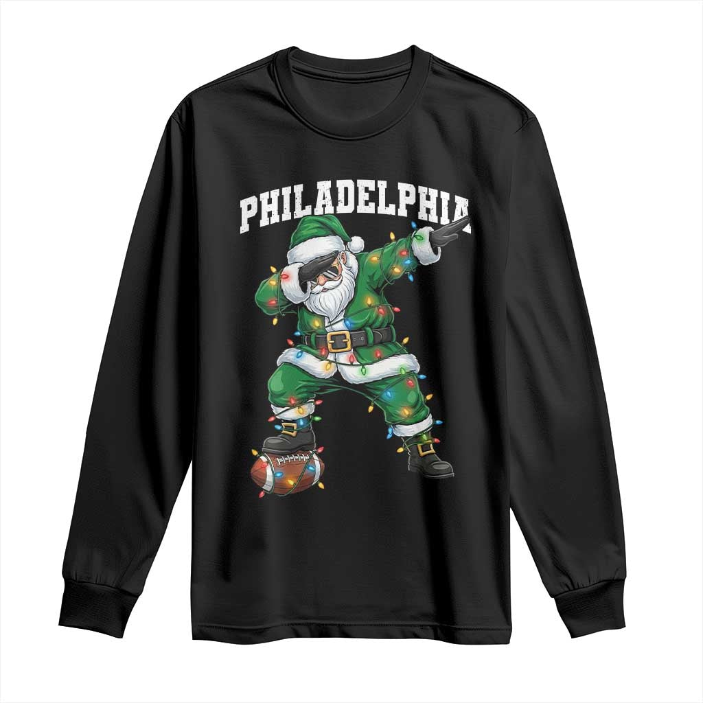 Christmas PFE Long Sleeve Shirt Funny Dabbing Santa Football Lovers Game Day TS10 Black Print Your Wear