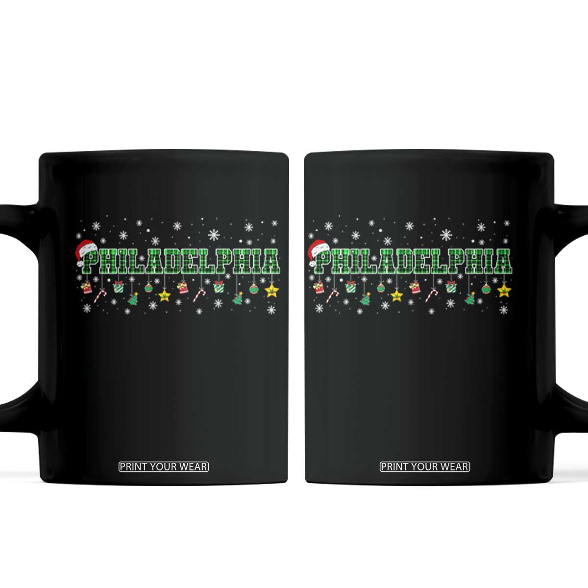 Christmas PFE Coffee Mug Green Plaid Philly Fan Football Lovers Xmas Pajamas TS10 Black Print Your Wear
