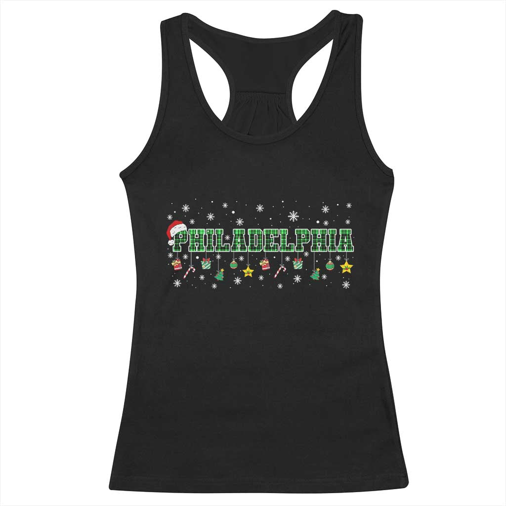 Christmas PFE Racerback Tank Top Green Plaid Philly Fan Football Lovers Xmas Pajamas TS10 Black Print Your Wear