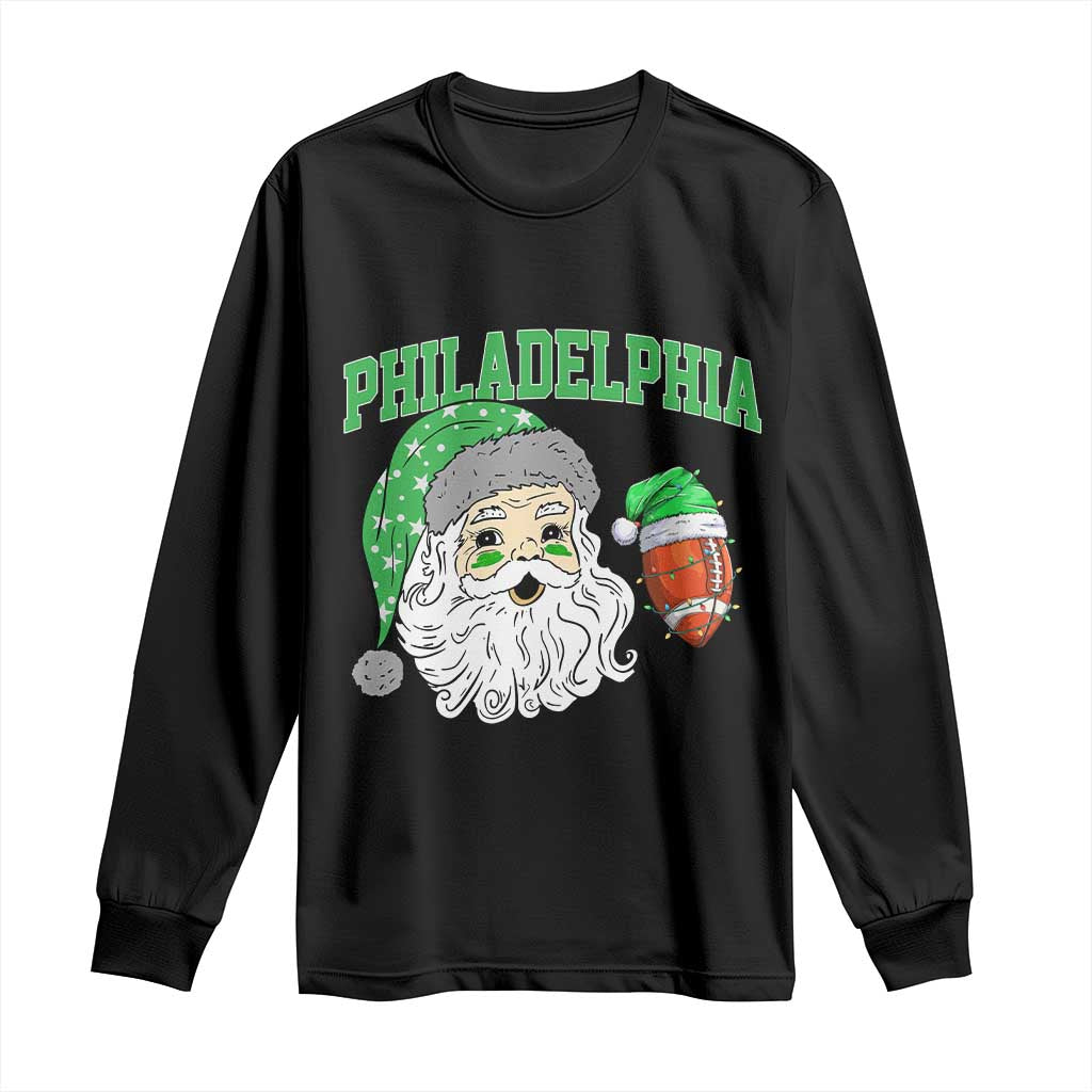 Christmas Santa Philly Lover Long Sleeve Shirt Funny EF Vintage Football Lovers TS10 Black Print Your Wear