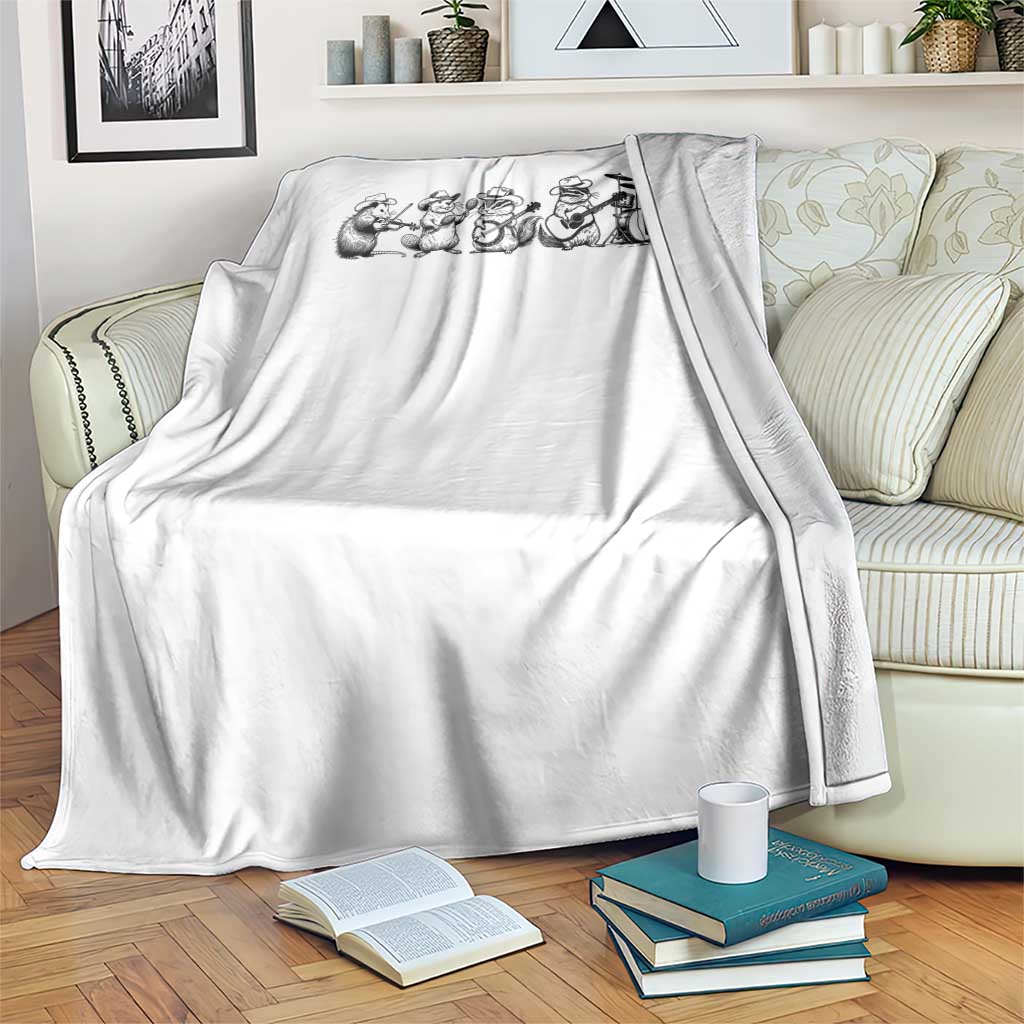 Animal Band Throw Blanket Funny Forest Animals Playing Instruments Vintage Music Lovers TS10 Print Your Wear