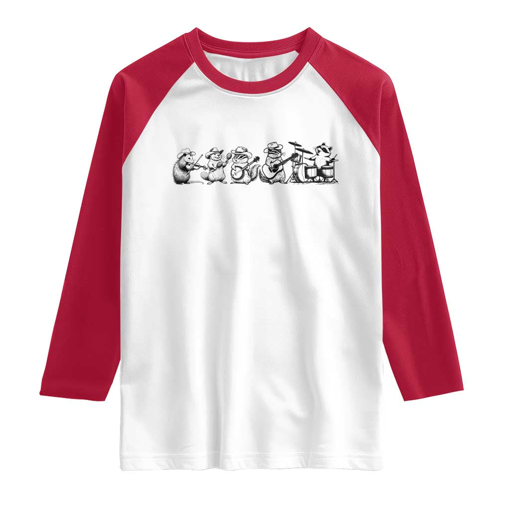 Animal Band Raglan Shirt Funny Forest Animals Playing Instruments Vintage Music Lovers TS10 White Red Print Your Wear