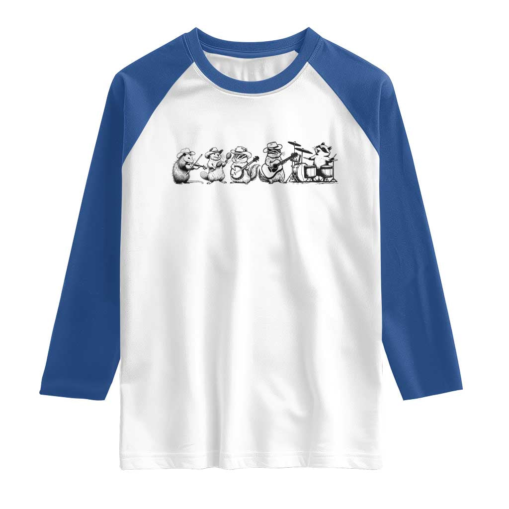 Animal Band Raglan Shirt Funny Forest Animals Playing Instruments Vintage Music Lovers TS10 White Royal Print Your Wear