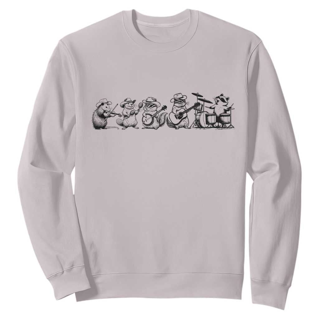 Animal Band Sweatshirt Funny Forest Animals Playing Instruments Vintage Music Lovers TS10 Ice Gray Print Your Wear