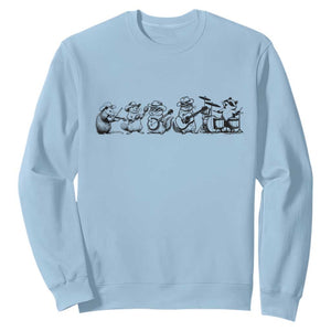 Animal Band Sweatshirt Funny Forest Animals Playing Instruments Vintage Music Lovers TS10 Light Blue Print Your Wear