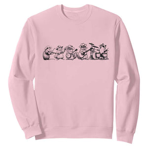 Animal Band Sweatshirt Funny Forest Animals Playing Instruments Vintage Music Lovers TS10 Light Pink Print Your Wear