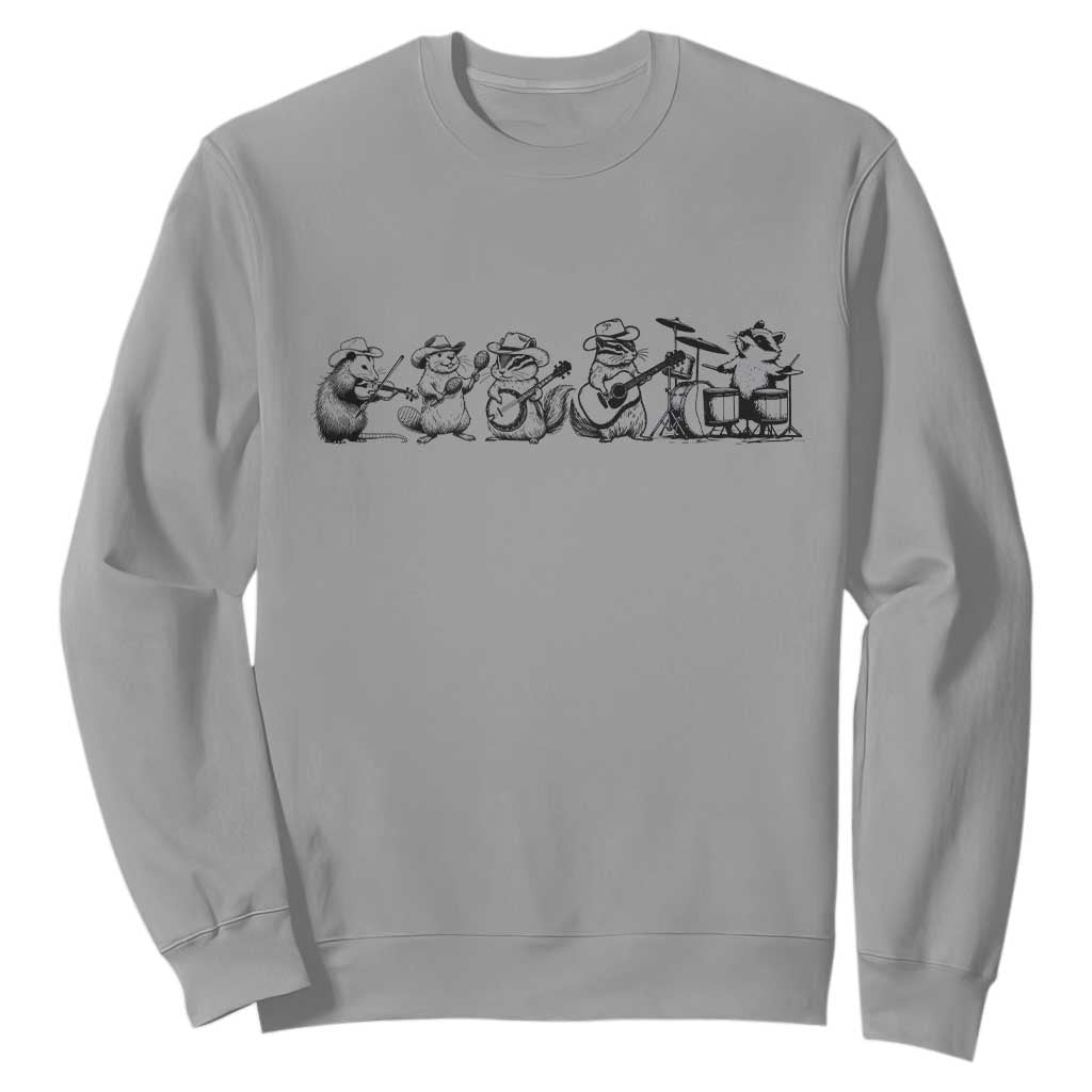 Animal Band Sweatshirt Funny Forest Animals Playing Instruments Vintage Music Lovers TS10 Sport Gray Print Your Wear