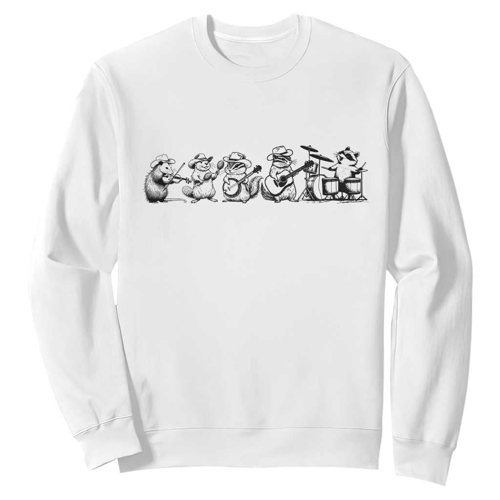 Animal Band Sweatshirt Funny Forest Animals Playing Instruments Vintage Music Lovers TS10 White Print Your Wear