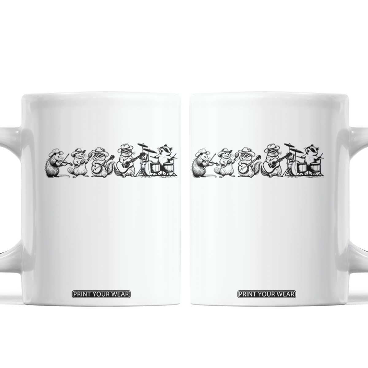 Animal Band Coffee Mug Funny Forest Animals Playing Instruments Vintage Music Lovers TS10 White Print Your Wear