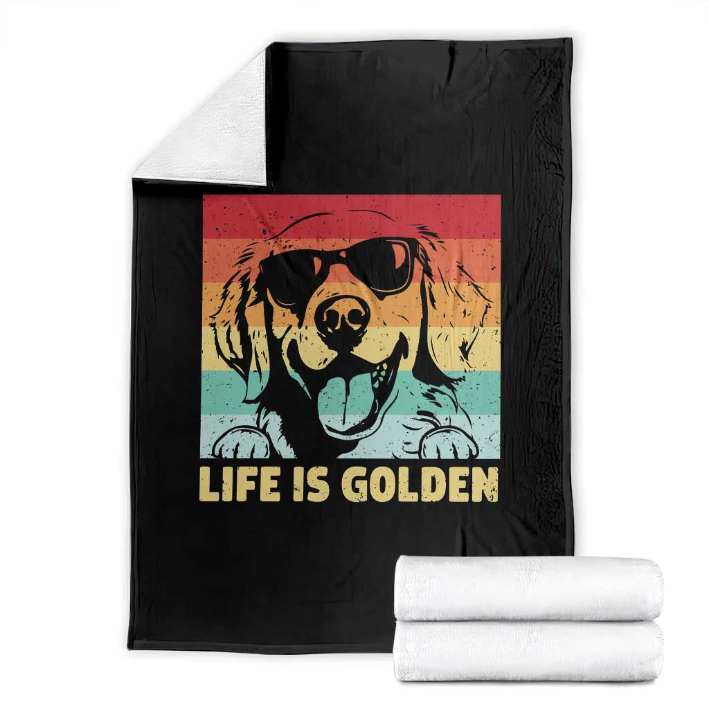 Golden Retriever Dog Throw Blanket Life is Golden Retro Vintage TS10 Black Print Your Wear