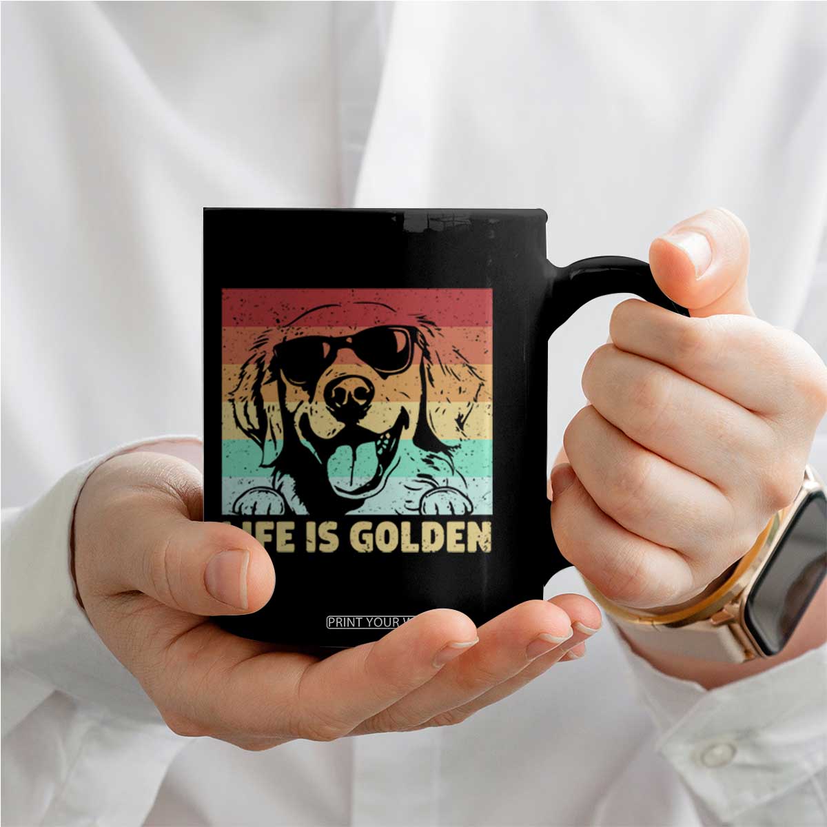 Golden Retriever Dog Coffee Mug Life is Golden Retro Vintage TS10 Print Your Wear