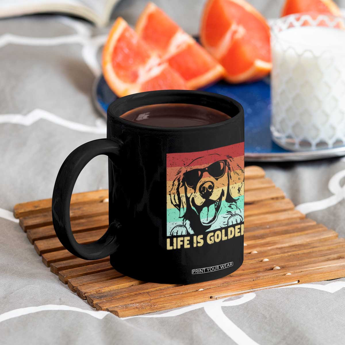 Golden Retriever Dog Coffee Mug Life is Golden Retro Vintage TS10 Print Your Wear