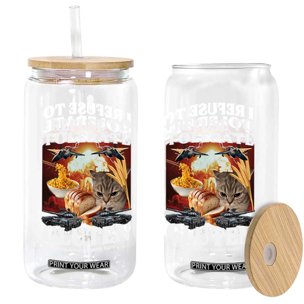 Gluten Intolerance Cat Meme Glass Can I Refuse To Tolerate Gluten TS10 Print Your Wear