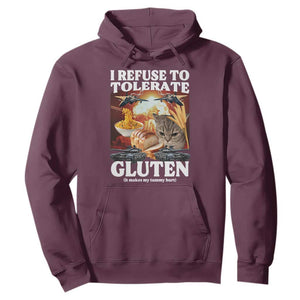 Gluten Intolerance Cat Meme Hoodie I Refuse To Tolerate Gluten TS10 Maroon Print Your Wear