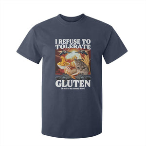 Gluten Intolerance Cat Meme T Shirt For Kid I Refuse To Tolerate Gluten TS10 Navy Print Your Wear