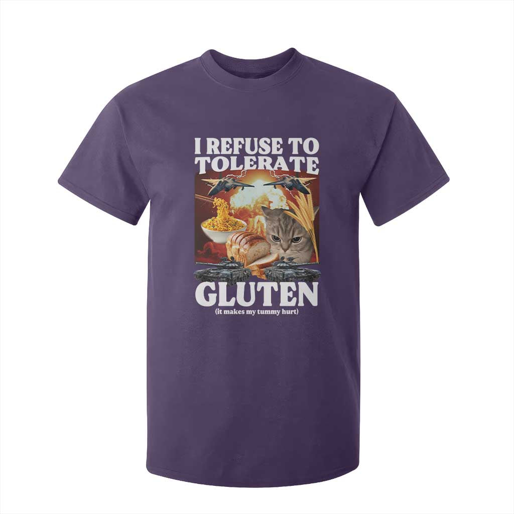 Gluten Intolerance Cat Meme T Shirt For Kid I Refuse To Tolerate Gluten TS10 Purple Print Your Wear