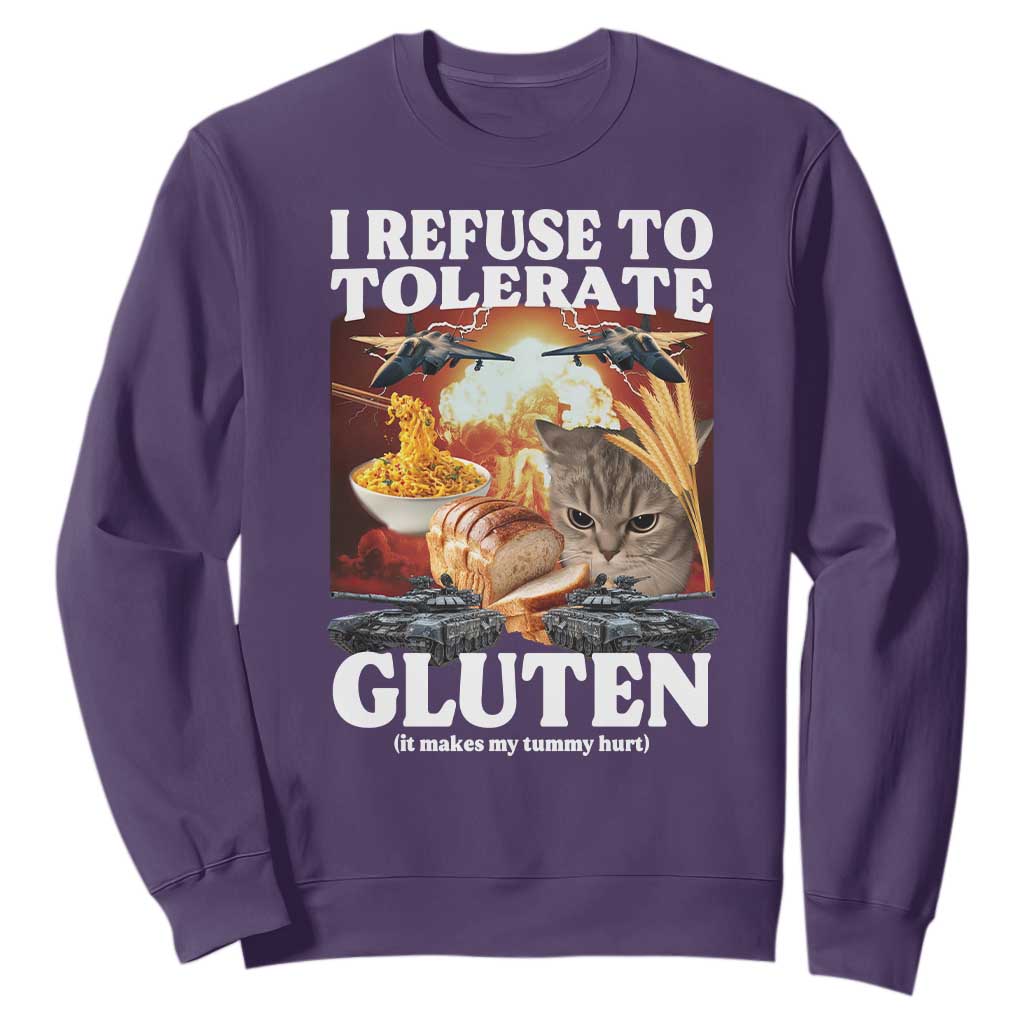 Gluten Intolerance Cat Meme Sweatshirt I Refuse To Tolerate Gluten TS10 Purple Print Your Wear