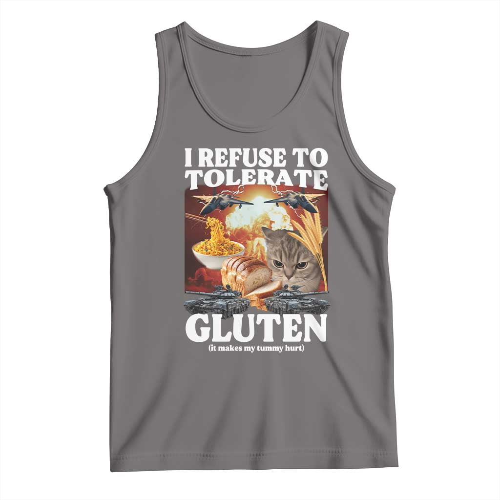 Gluten Intolerance Cat Meme Tank Top I Refuse To Tolerate Gluten TS10 Deep Heather Print Your Wear
