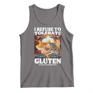 Gluten Intolerance Cat Meme Tank Top I Refuse To Tolerate Gluten TS10 Deep Heather Print Your Wear