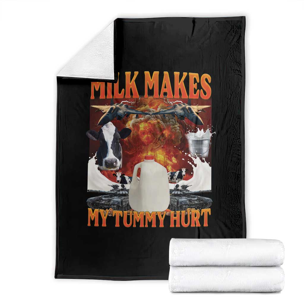 Lactose Intolerant Meme Throw Blanket Milk Makes My Tummy Hurt Vintage Bootleg Graphic TS10 Black Print Your Wear
