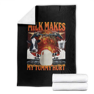 Lactose Intolerant Meme Throw Blanket Milk Makes My Tummy Hurt Vintage Bootleg Graphic TS10 Black Print Your Wear