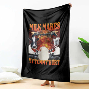 Lactose Intolerant Meme Throw Blanket Milk Makes My Tummy Hurt Vintage Bootleg Graphic TS10 Print Your Wear