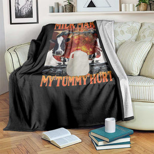 Lactose Intolerant Meme Throw Blanket Milk Makes My Tummy Hurt Vintage Bootleg Graphic TS10 Print Your Wear