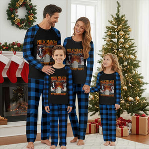 Lactose Intolerant Meme Plaid Pajama Set Milk Makes My Tummy Hurt Vintage Bootleg Graphic TS10 Blue Plaid Print Your Wear