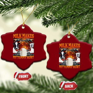 Lactose Intolerant Meme Ceramic Ornament Milk Makes My Tummy Hurt Vintage Bootleg Graphic TS10 Print Your Wear