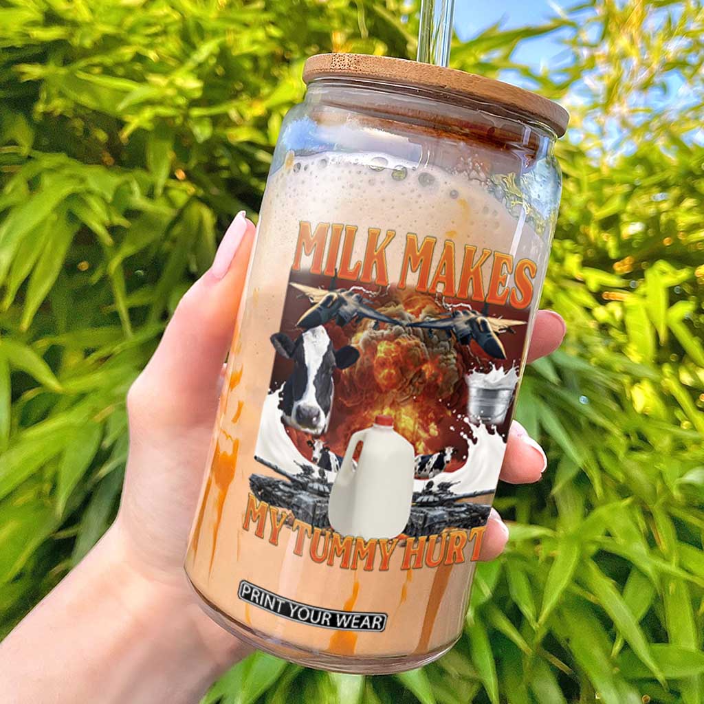 Lactose Intolerant Meme Glass Can Milk Makes My Tummy Hurt Vintage Bootleg Graphic TS10 Black Print Your Wear