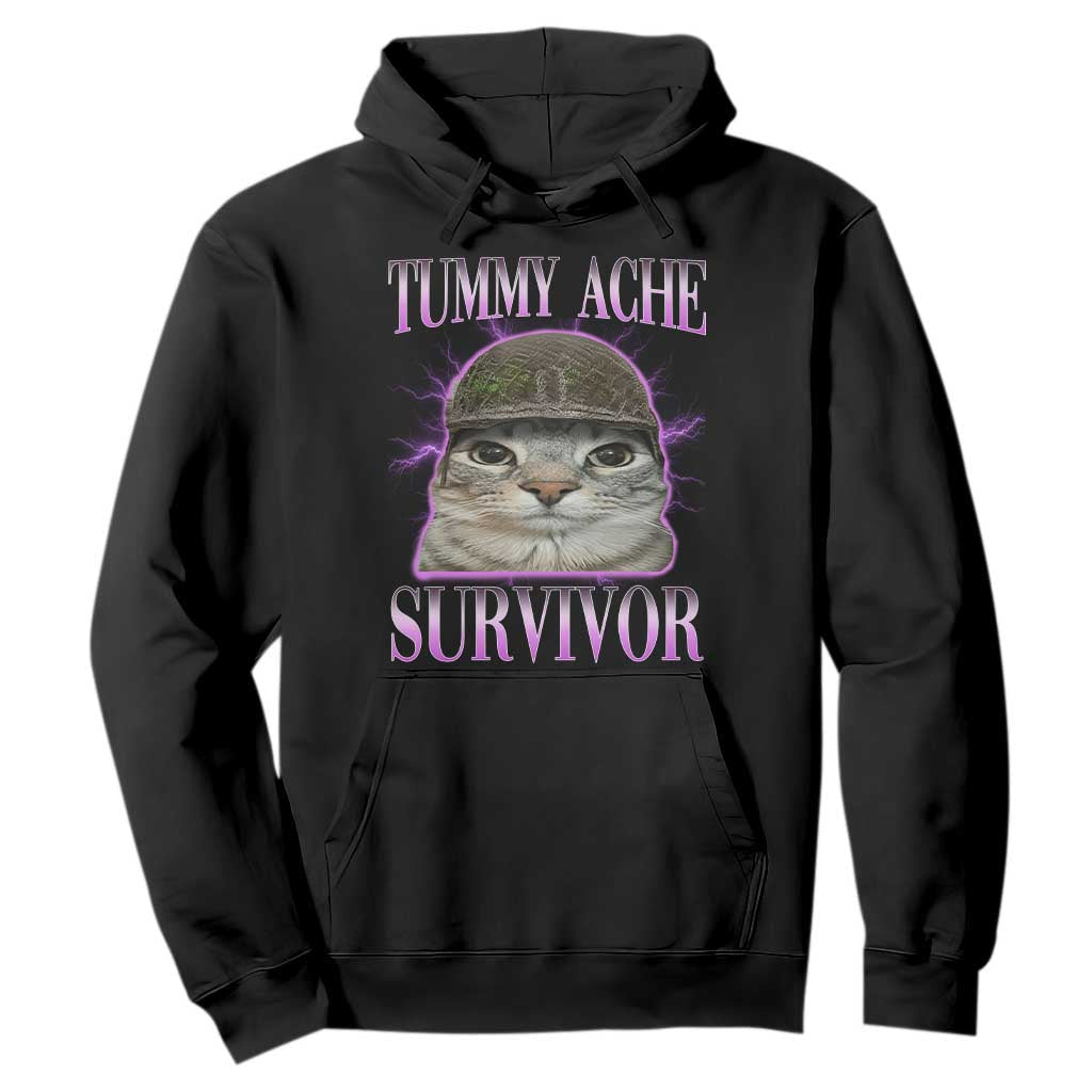 Tummy Ache Survivor Cat Meme Hoodie Funny Trending Oddly Specific Brainrot Memes TS10 Black Print Your Wear