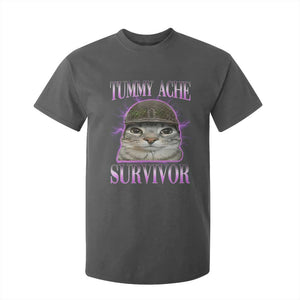 Tummy Ache Survivor Cat Meme T Shirt For Kid Funny Trending Oddly Specific Brainrot Memes TS10 Dark Heather Print Your Wear