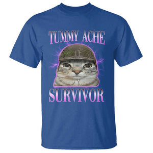 Tummy Ache Survivor Cat Meme T Shirt Funny Trending Oddly Specific Brainrot Memes TS10 Royal Blue Print Your Wear