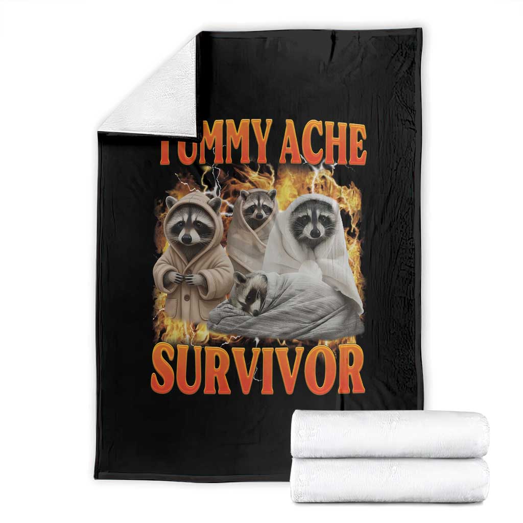 Tummy Ache Survivor Raccoon Meme Throw Blanket TS10 Black Print Your Wear