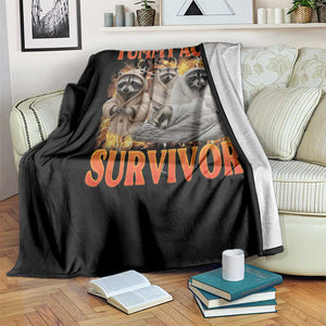 Tummy Ache Survivor Raccoon Meme Throw Blanket TS10 Print Your Wear