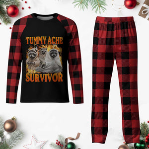Tummy Ache Survivor Raccoon Meme Plaid Pajama Set TS10 Buffalo Plaid Print Your Wear