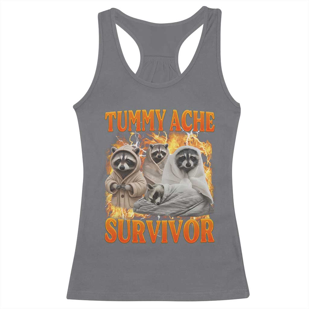 Tummy Ache Survivor Raccoon Meme Racerback Tank Top TS10 Charcoal Print Your Wear