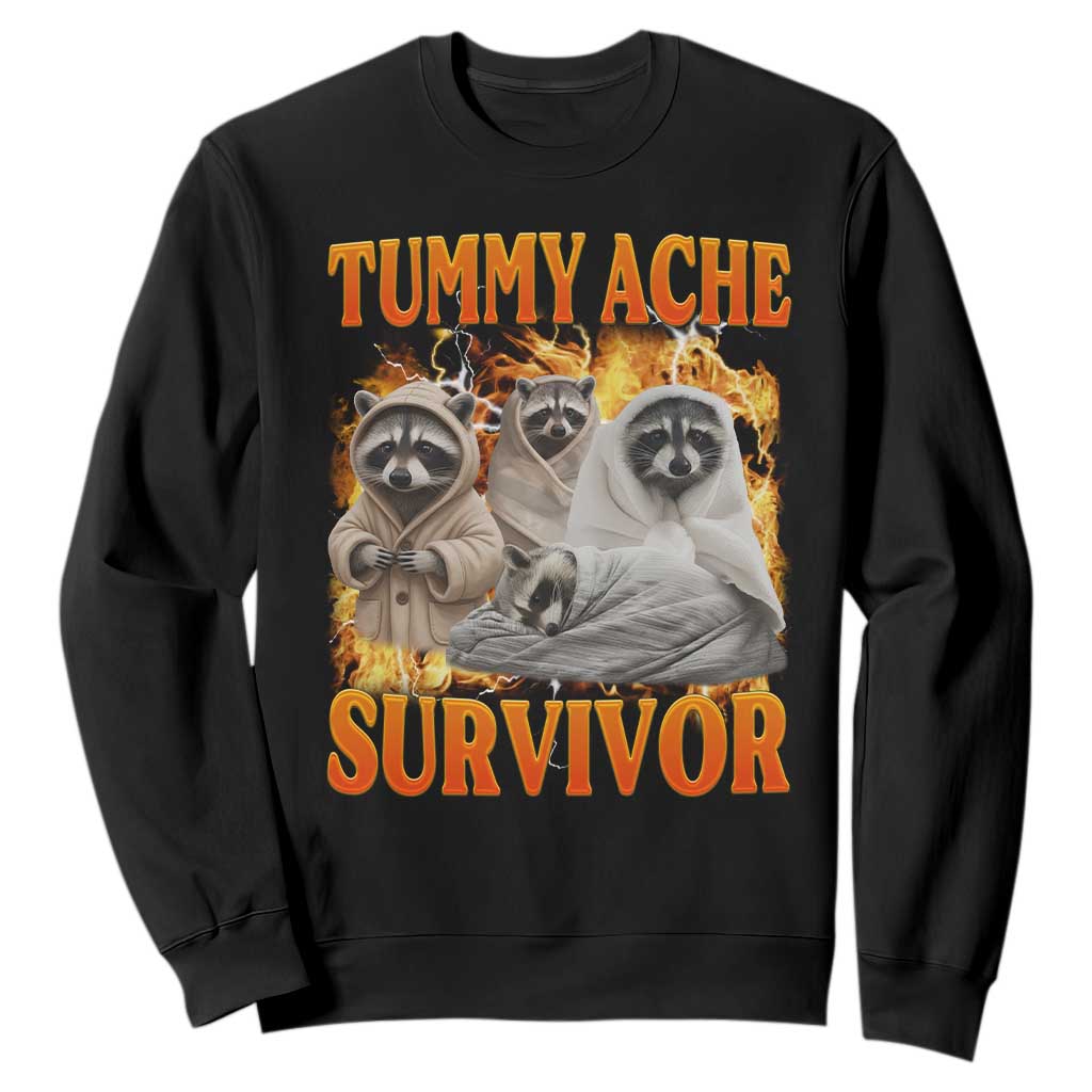Tummy Ache Survivor Raccoon Meme Sweatshirt TS10 Black Print Your Wear