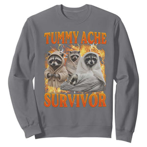 Tummy Ache Survivor Raccoon Meme Sweatshirt TS10 Charcoal Print Your Wear
