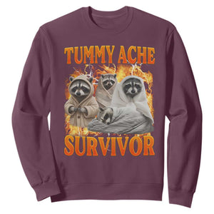 Tummy Ache Survivor Raccoon Meme Sweatshirt TS10 Maroon Print Your Wear